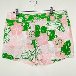 Lilly Pulitzer Preppy Pink and Green Cotton Floral Shorts sz. 6 #NN